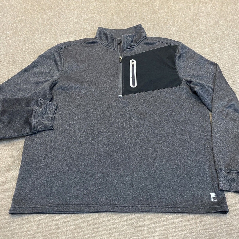 Fila Sweater Mens Extra Large Gray Performance Golf‎ Long Sleeve Zip Pocket